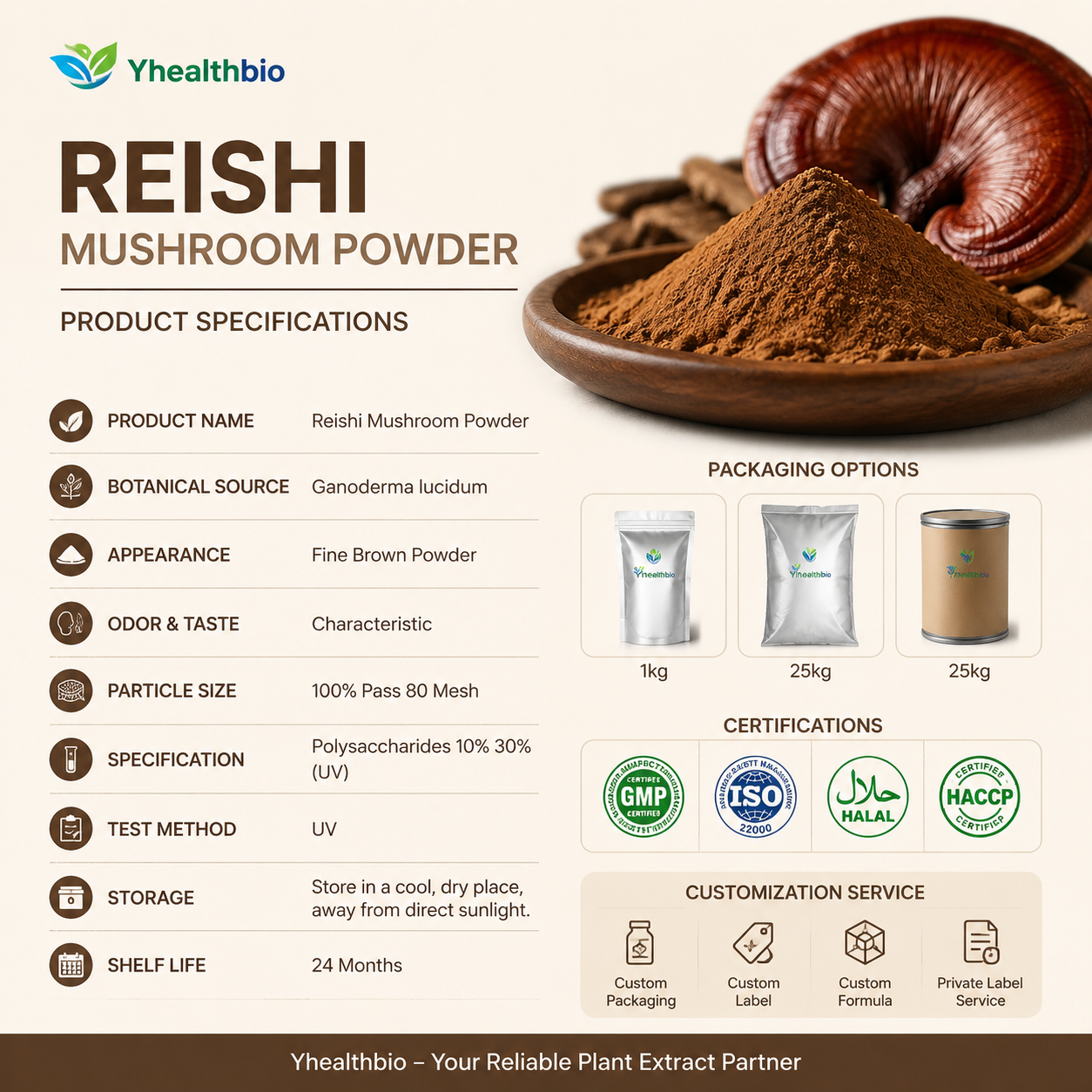 Reishi Cogumelo em pó